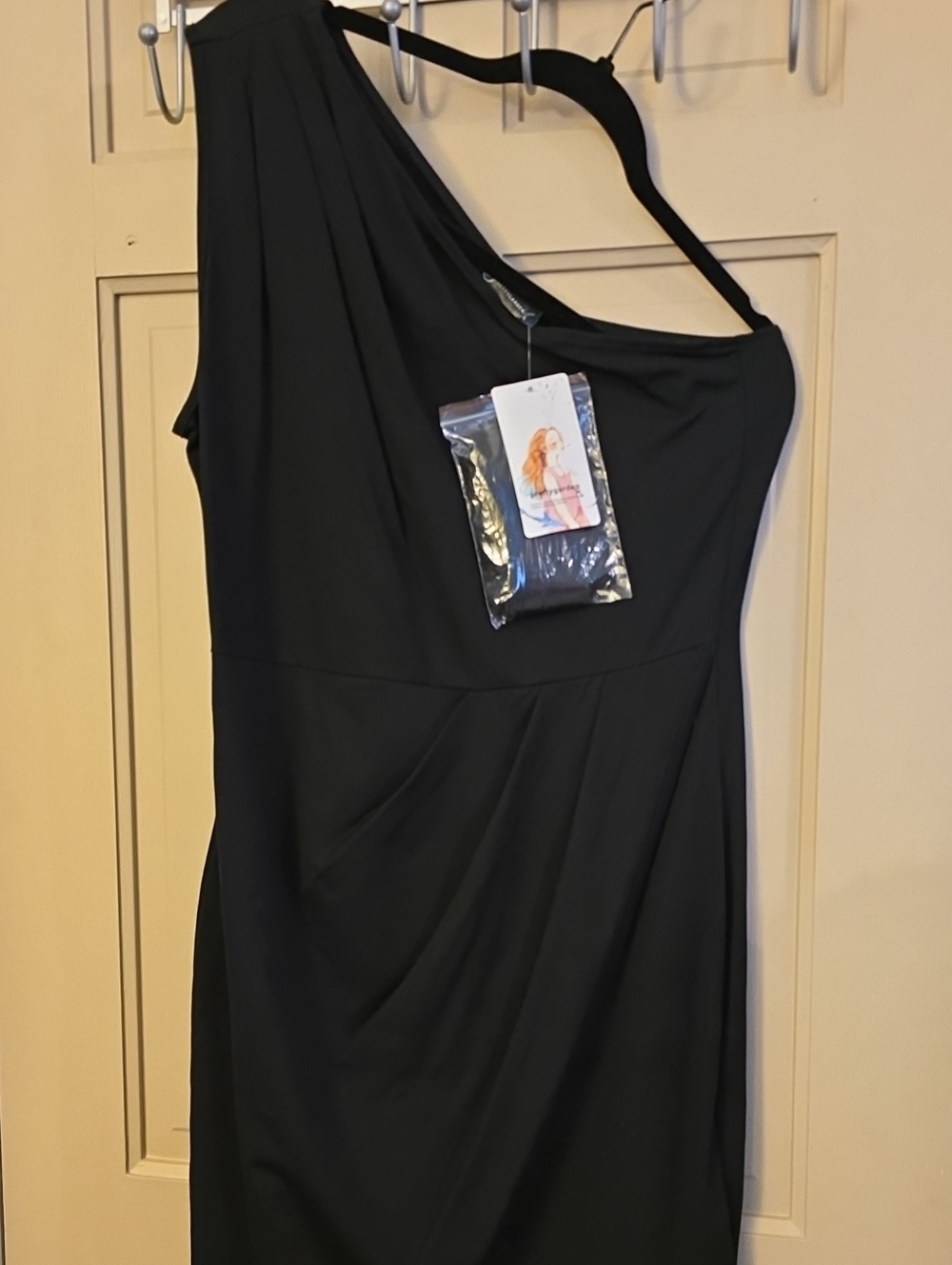 Black One-Shoulder Women’s Dress Pretty Garden Sz Large
